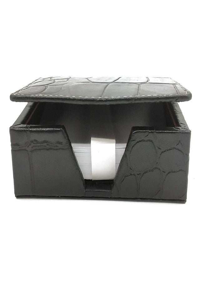 Luxxora Genuine Textured Leather Memo Pad Holder with Paper - Elegant Notepad Holder for Office & Home | Professional Desk Notepad with Genuine Textured Leather Note Pad Cover | Color - Black - Image 1